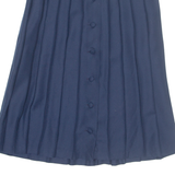 Belted Womens Pleated Skirt Blue Midi M