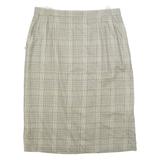 Womens Pencil Skirt Brown Midi Check L
