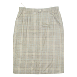 Womens Pencil Skirt Brown Midi Check L