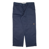 DICKIES Double-knee Workwear Mens Trousers Blue Loose Straight W42 L30