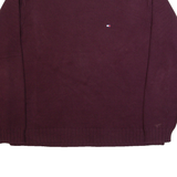 TOMMY HILFIGER Mens Jumper Maroon Tight Knit XL