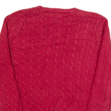 RALPH LAUREN SPORT Womens Jumper Red V-Neck Cable Knit XL