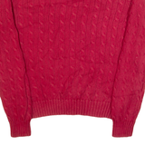 RALPH LAUREN SPORT Womens Jumper Red V-Neck Cable Knit XL