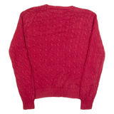 RALPH LAUREN SPORT Womens Jumper Red V-Neck Cable Knit XL