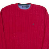 NAUTICA Mens Jumper Red Cable Knit XL