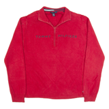 TOMMY HILFIGER Womens Jumper Red 1/4 Zip Tight Knit XL