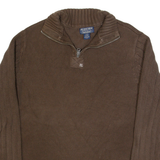 RALPH LAUREN POLO JEANS COMPANY Mens Jumper Brown 1/4 Zip Tight Knit M