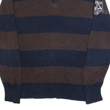 NAUTICA Mens Patterned Jumper Brown Striped 1/4 Zip Tight Knit M