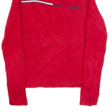 TOMMY HILFIGER Womens Jumper Red Roll Neck Tight Knit M