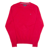 TOMMY HILFIGER Mens Jumper Red Tight Knit S
