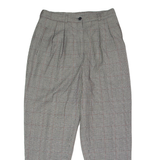 PATRICE BREAL Houndstooth Check Womens Trousers Grey Slim Tapered 90s Wool W28 L25