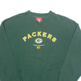 NFL Green Bay Packers Mens Sweatshirt Green V-Neck 90s USA XL