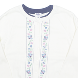 C&K Button Up Womens Sweatshirt White Button Neck 90s XL