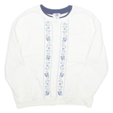 C&K Button Up Womens Sweatshirt White Button Neck 90s XL