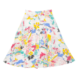 Womens A-Line Skirt White Midi Floral S
