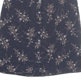 N TOUCH Buttoned Womens Straight Skirt Black Midi Floral UK 14