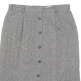 Buttoned Womens Straight Skirt Grey Midi M
