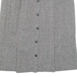 Buttoned Womens Straight Skirt Grey Midi M