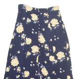 Womens A-Line Skirt Blue Long Floral M