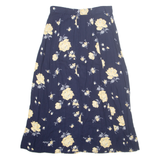 Womens A-Line Skirt Blue Long Floral M