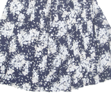 Womens Pleated Skirt Blue Midi Floral M