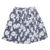 Womens Pleated Skirt Blue Midi Floral M