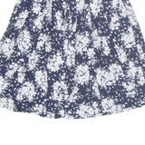 Womens Pleated Skirt Blue Midi Floral M