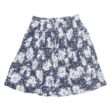 Womens Pleated Skirt Blue Midi Floral M