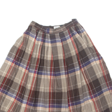 YADO Womens Pleated Skirt Brown Midi Check XS