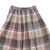 YADO Womens Pleated Skirt Brown Midi Check XS