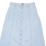WINCH Buttoned Womens A-Line Skirt Blue Midi Chambray M