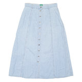 WINCH Buttoned Womens A-Line Skirt Blue Midi Chambray M