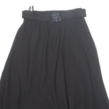 Womens A-Line Skirt Black Midi Wool XS
