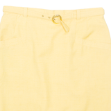Belted Womens Straight Skirt Yellow Knee Length M
