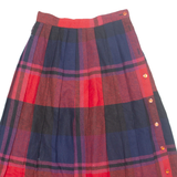 WORTHINGTON Buttoned Womens Pleated Skirt Red Midi Check S
