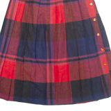 WORTHINGTON Buttoned Womens Pleated Skirt Red Midi Check S