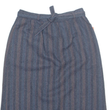 EUROPEAN COLLECTION Belted Womens Pencil Skirt Blue Knee Length Striped S