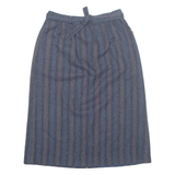 EUROPEAN COLLECTION Belted Womens Pencil Skirt Blue Knee Length Striped S