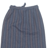 EUROPEAN COLLECTION Belted Womens Pencil Skirt Blue Knee Length Striped S