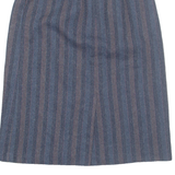 EUROPEAN COLLECTION Belted Womens Pencil Skirt Blue Knee Length Striped S
