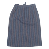 EUROPEAN COLLECTION Belted Womens Pencil Skirt Blue Knee Length Striped S