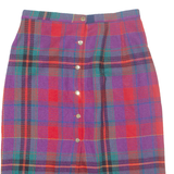 Buttoned Womens A-Line Skirt Pink Midi Check M