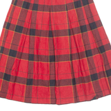 CAREER CLOTHES Womens Pleated Skirt Red Midi Plaid XXS