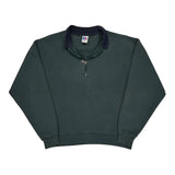 Made In USA Russell Athletic Collared Zip Up - Large Green Cotton