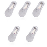 Anyfootwear 5 Pairs Women's Lace Flower Invisible Ankle Socks Size 5-9 Grey Breathable Anti-Slip Non-Skid Low Cut Fashion Socks