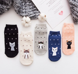 Anyfootwear 5 Pairs One Size 5-9 Kitty Cartoon Socks Spring Summer Fashion Cotton Cute Happy Funny Casual Socks For Women
