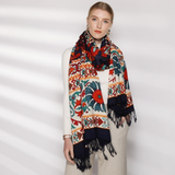 Anyyou 100% Pure Merino Wool Rose Red Poncho for Women Winter Large Scarf Pashmina Shawl Bandana Neck Wrap