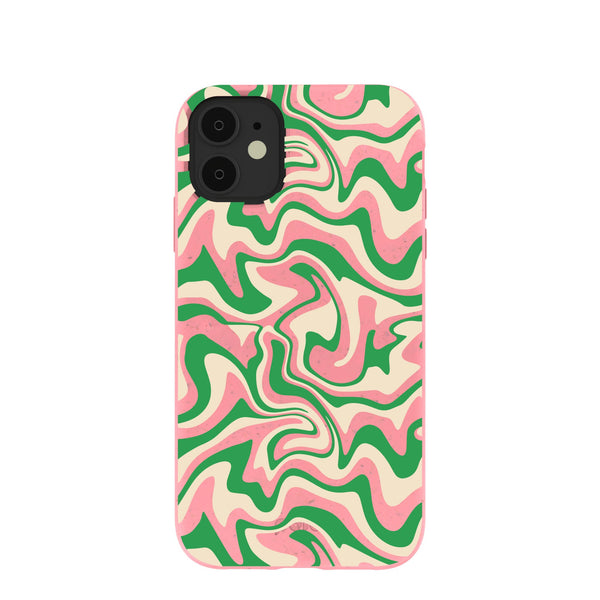 Bubblegum Pink Funky Waves iPhone 11 Case