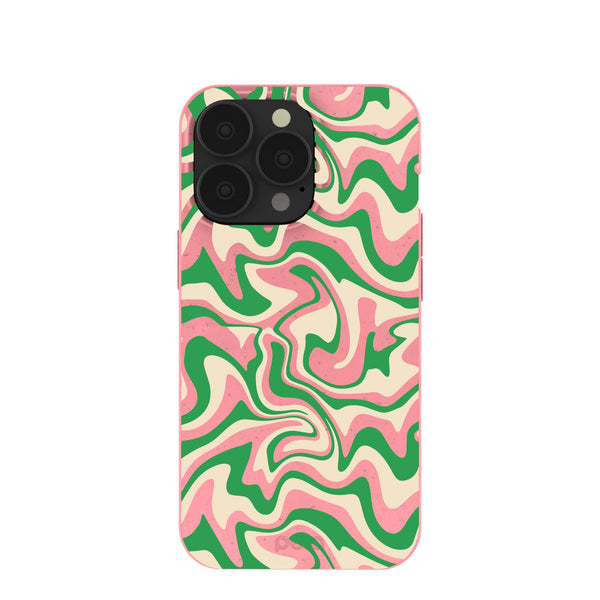 Bubblegum Pink Funky Waves iPhone 13 Pro Case