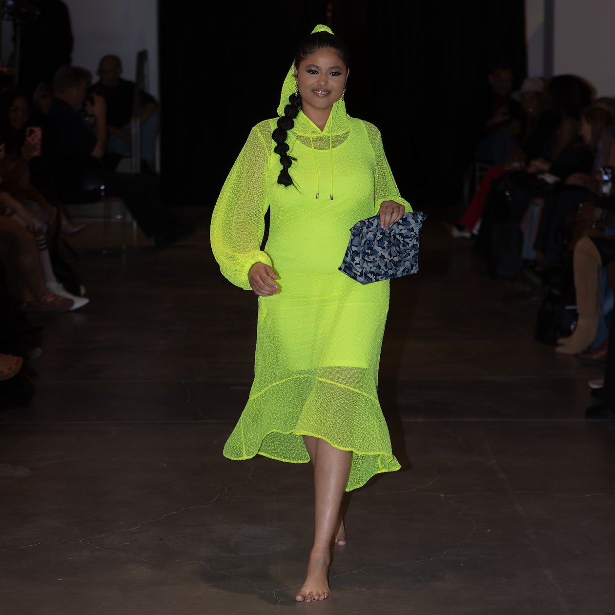 neon green hoodie dress MSGM logo-print Hooded Jumper Dress | Green